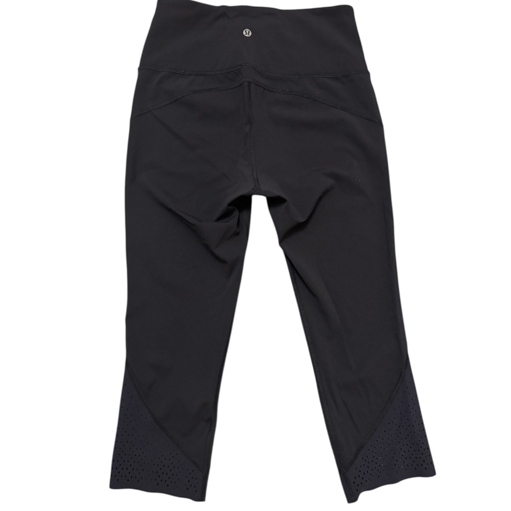 lululemon athletica Black Cropped Laser-Detail Leggings
